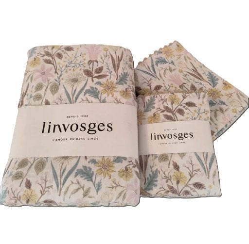 Linnen blend dekbedovertrek 200x200 met slopen Flower, Huis en Inrichting, Meerkleurig, Ophalen of Verzenden, Ademend, Linnen