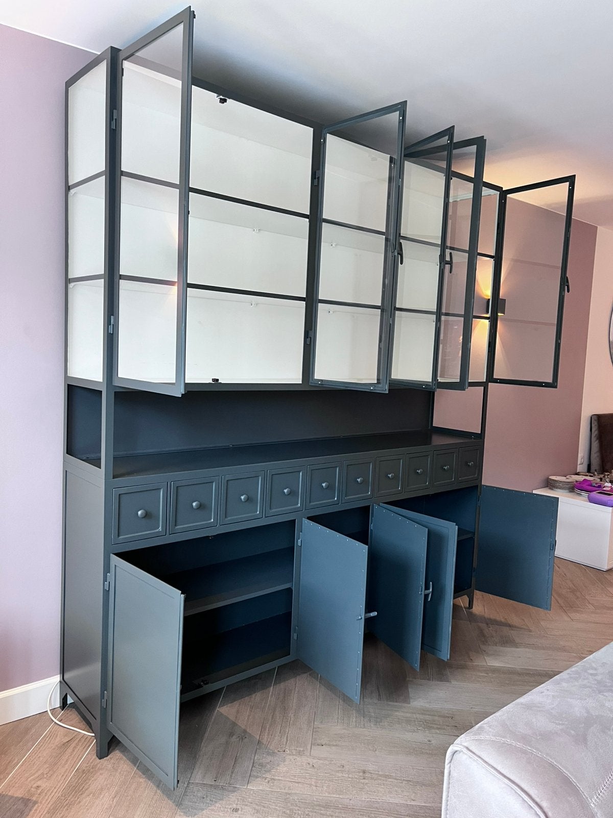 Apothekerskast Fio 5 (Old BASICS)– maatwerk 225x40x240cm, Huis en Inrichting, 200 cm of meer, Met lade(s), Ophalen of Verzenden