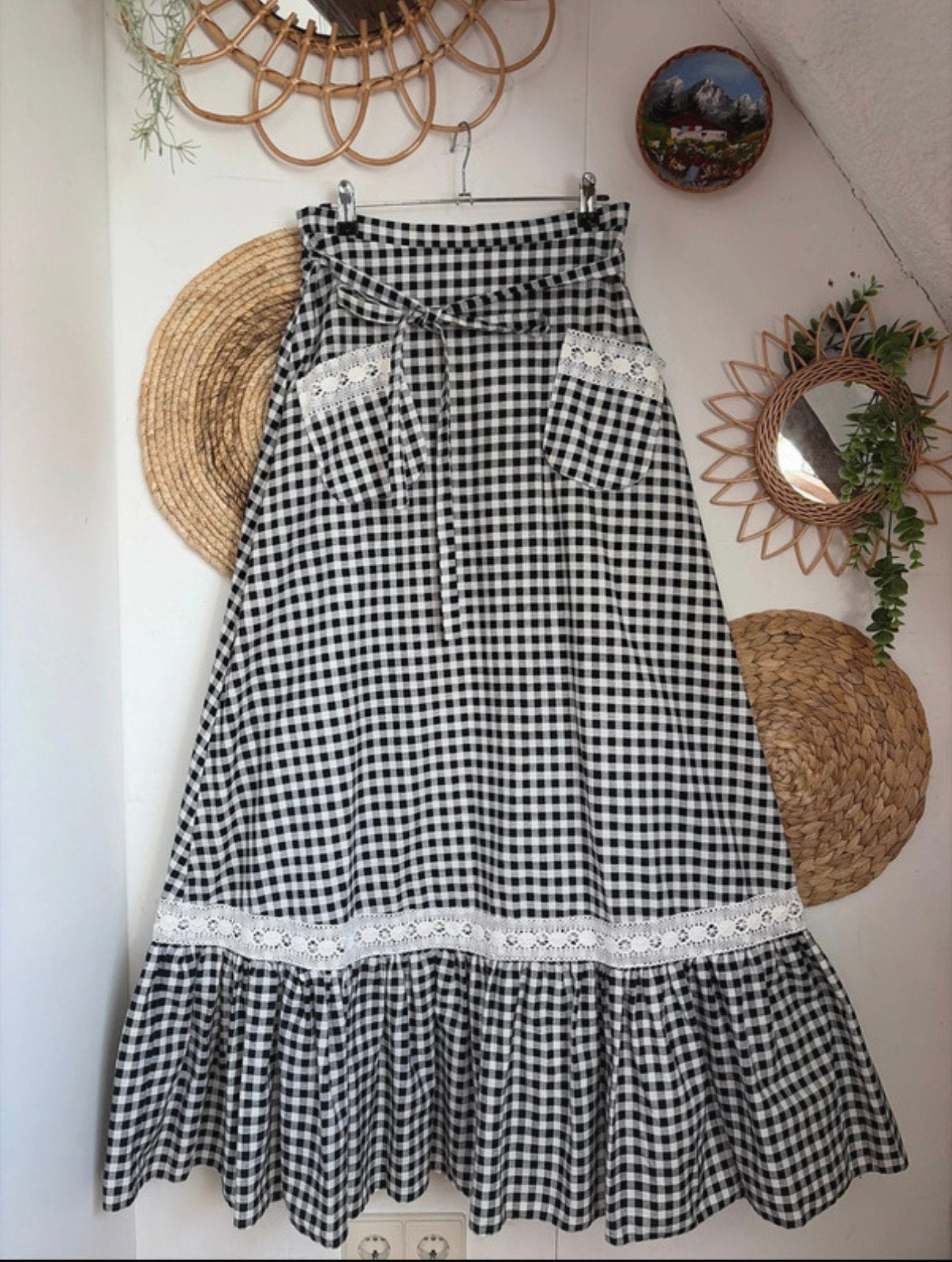 Vintage 70s Vera Mont Paris maxi rok, Kleding | Dames, Ophalen of Verzenden, Zo goed als nieuw, Maat 38/40 (M), Onder de knie