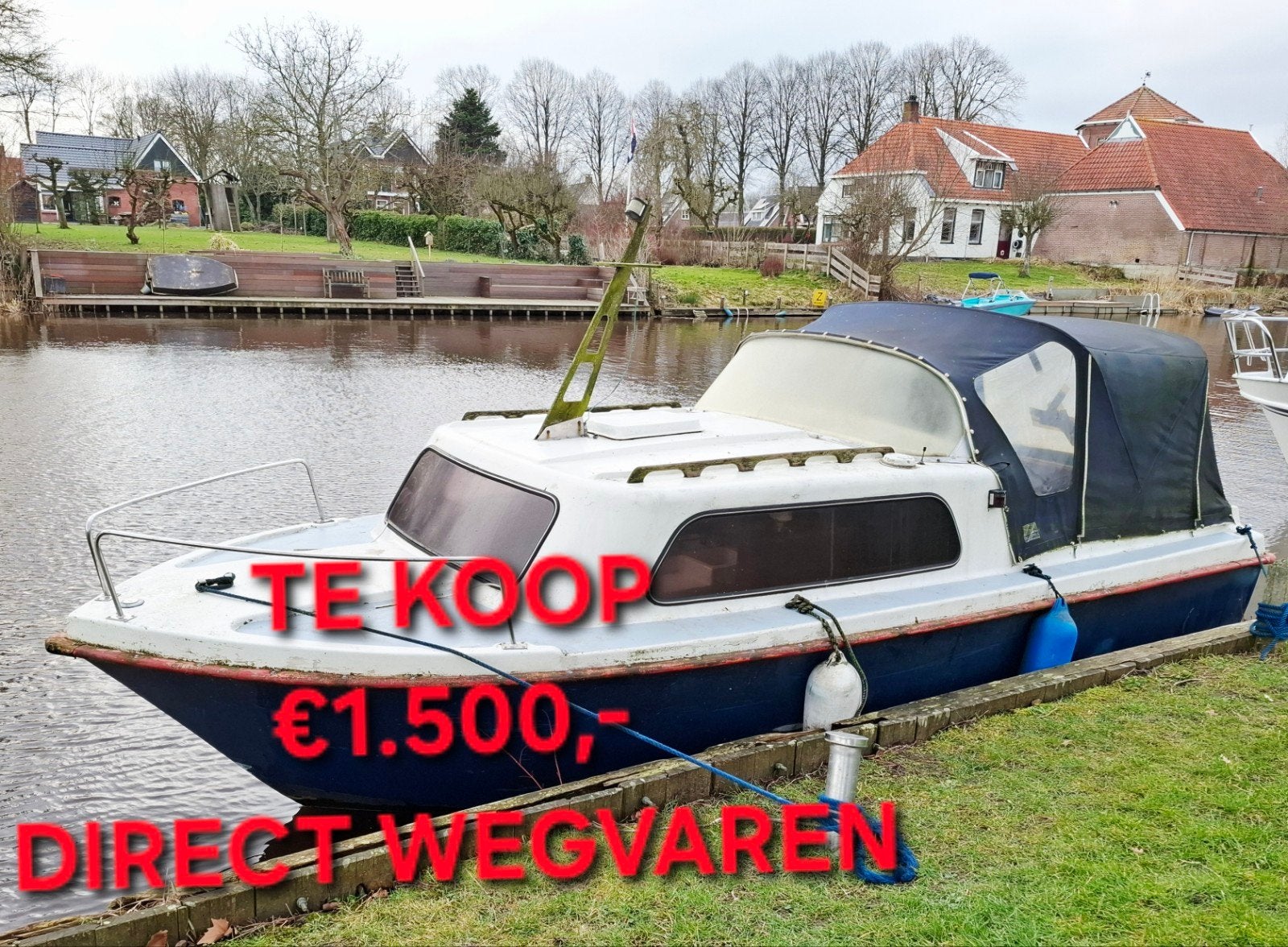 Kajuitboot polyester Waterlander met dieselmotor, Watersport en Boten, Motorboten en Motorjachten, Ophalen