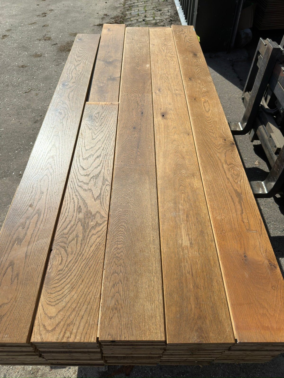 Eiken vloer 45 m2 massieve vloerdelen 17 cm breed 2 cm dik, Ophalen, Gebruikt, Vloerdelen of -planken, 10 m² of meer