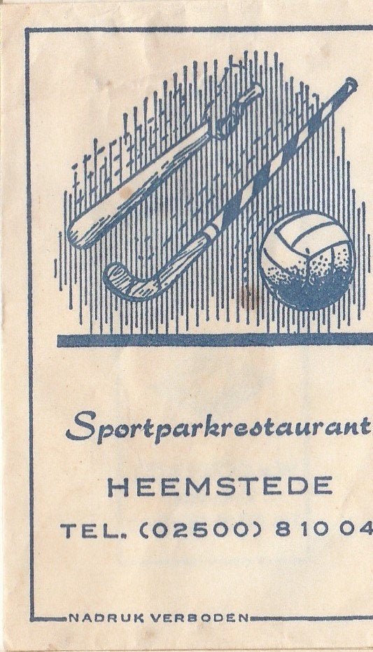Sportparkrestaurant Heemstede - voetbal knuppel hockeystick, Ophalen of Verzenden