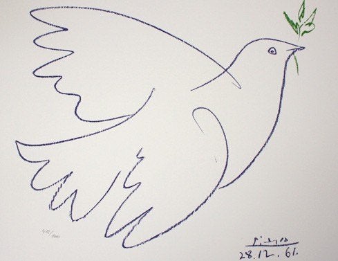 Picasso (1881) Kleur Lithografie " Colombe Bleu " Gen Ges, Antiek en Kunst, Gelimiteerde oplage, Ophalen of Verzenden, Lithografie