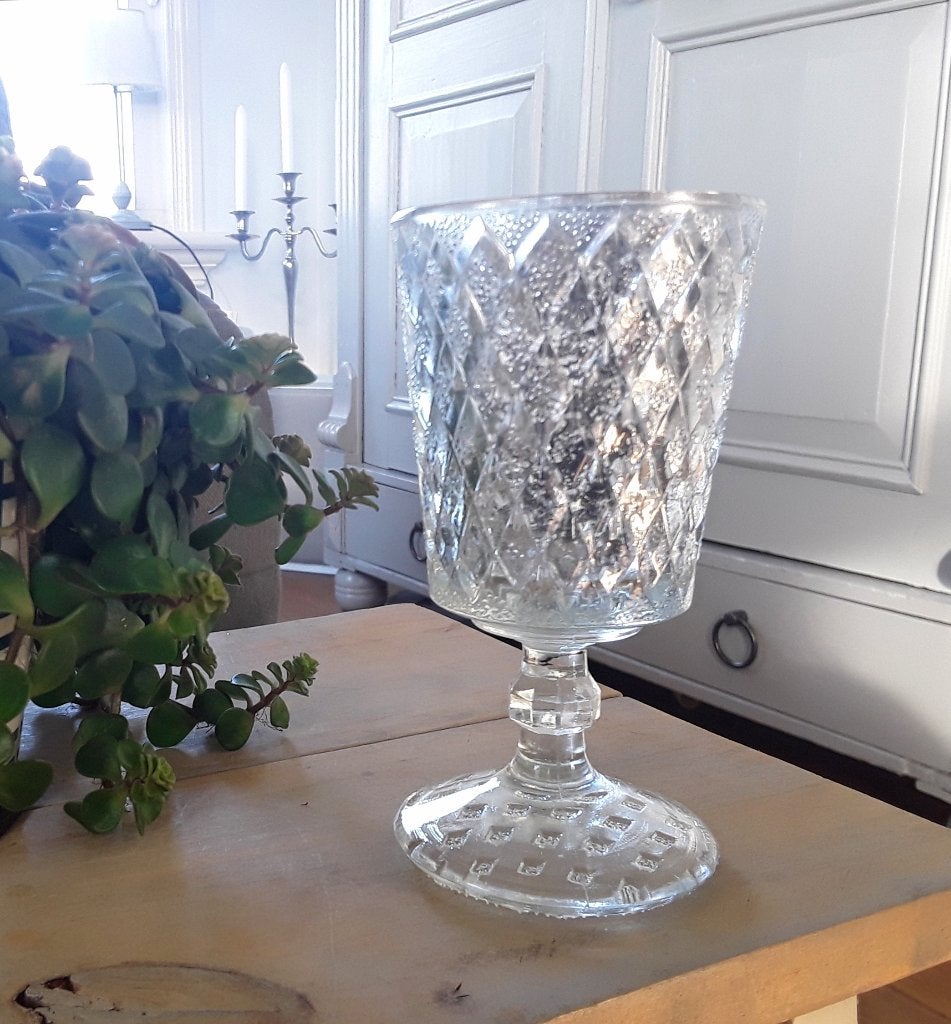 Sierlijk glas - decoratie - armeluiszilver-look, Vintage, Gebruikt, Ophalen of Verzenden, Glas