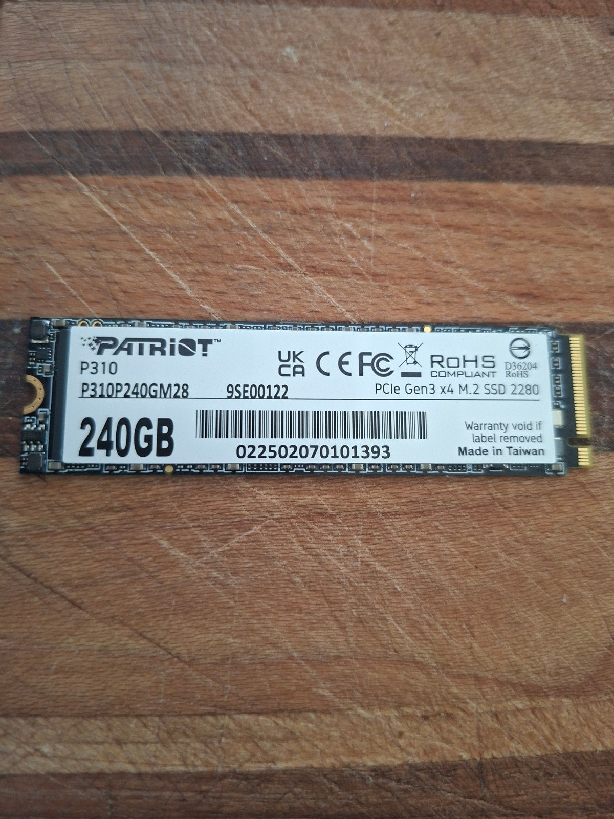 Patriot P310 240GB PCIe Gen3 x4 M.2 SSD 2280, Intern, Server, Zo goed als nieuw, 240GB