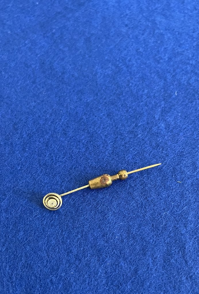 Vintage gouden das- of reversspeld met steentje, Sieraden, Tassen en Uiterlijk, Ophalen of Verzenden, Goud, Overige typen