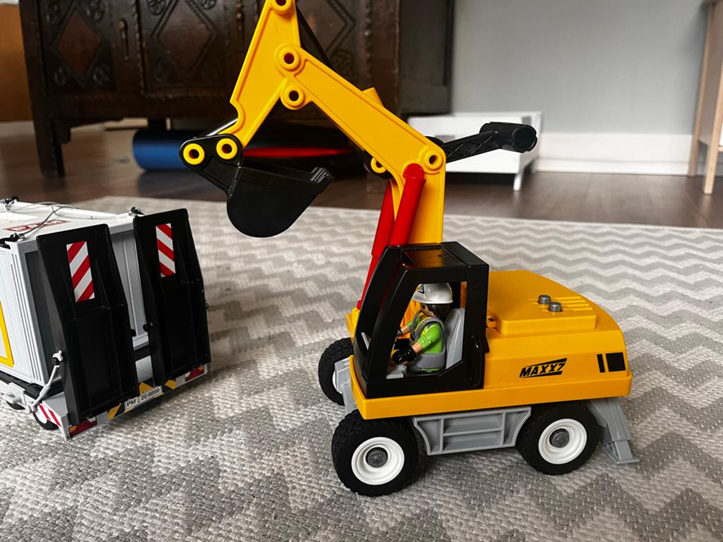 Grote Playmobil bouwplaats set met voertuigen en container, Kinderen en Baby's, Speelgoed | Playmobil, Ophalen, Zo goed als nieuw