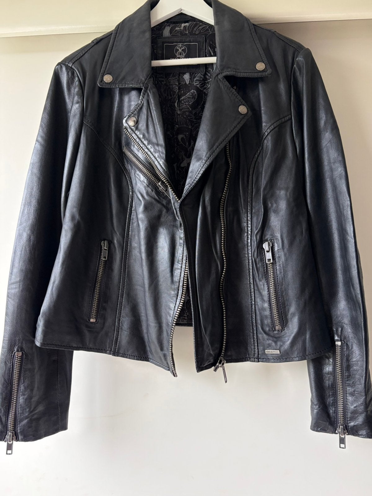 RINO & PELLE Leren bikerjack, echt leer, maat 44, Kleding | Dames, Jassen | Zomer, Verzenden, Zwart, Maat 42/44 (L), Zo goed als nieuw