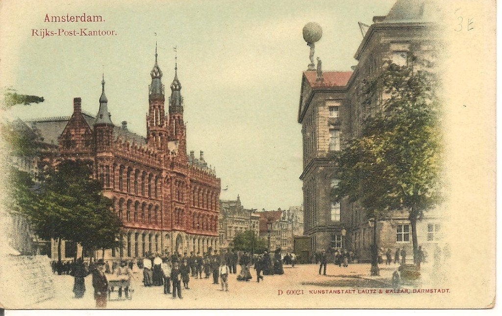 Amsterdam Rijkspostkantoor - Oude Ansichtkaart, Verzamelen, Ophalen of Verzenden, Voor 1920, Gelopen, Noord-Holland