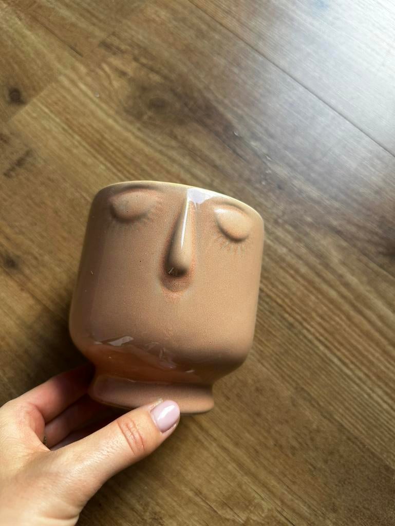 Bloempot gezicht, Ophalen, Rond, Zo goed als nieuw, Aardewerk