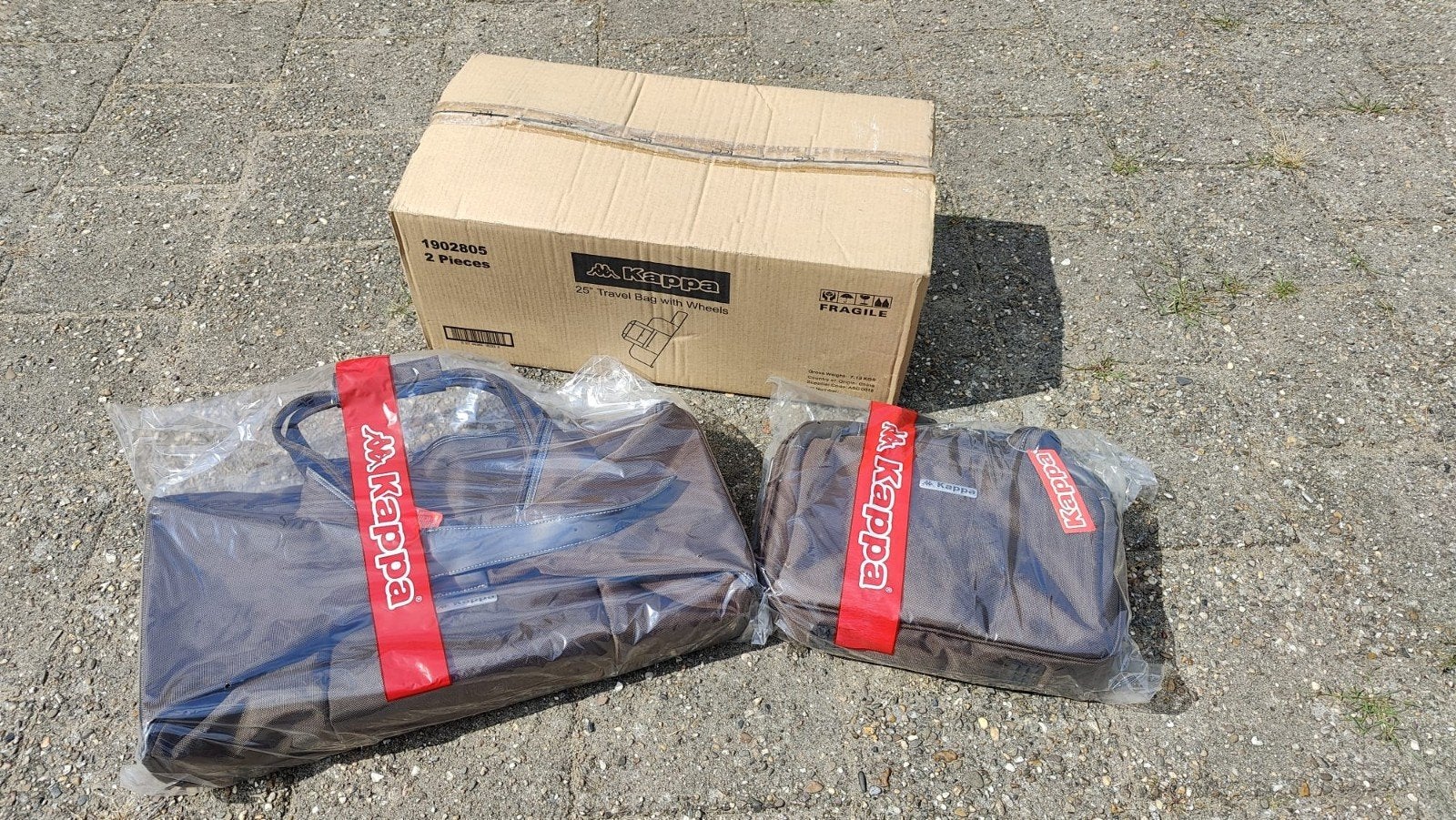 Kappa 2-delige reistassenset met wieltjes - Nieuw, Wieltjes, 30 cm of meer, Bruin, Nieuw