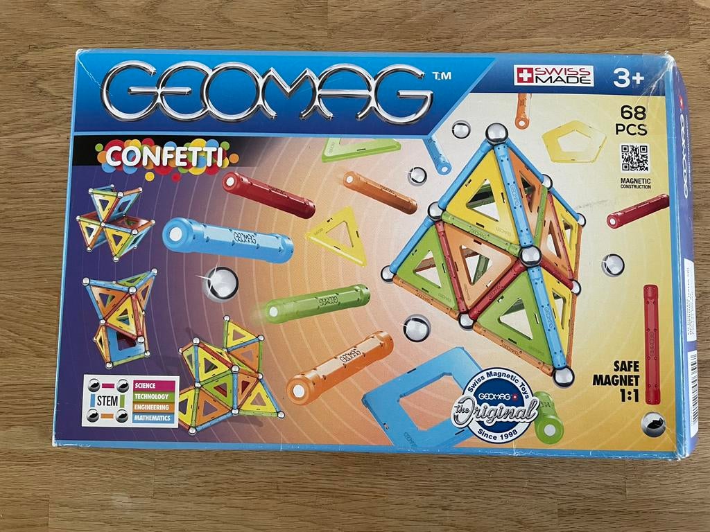 Geomag confetti 68 onderdelen + kompas, Ophalen of Verzenden, Zo goed als nieuw, Bouwen