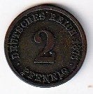 2  pfennig  1875  A Duitsland. km. 2, Ophalen of Verzenden, Duitsland, Losse munt