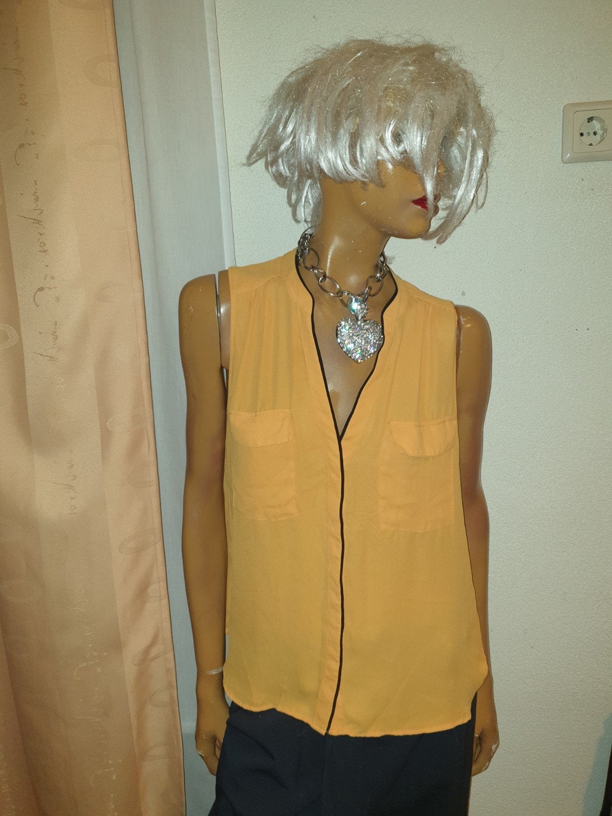 H&M Mouwloze Blouse - Maat 44 zgan, H&M, Maat 42/44 (L), Oranje, Ophalen of Verzenden