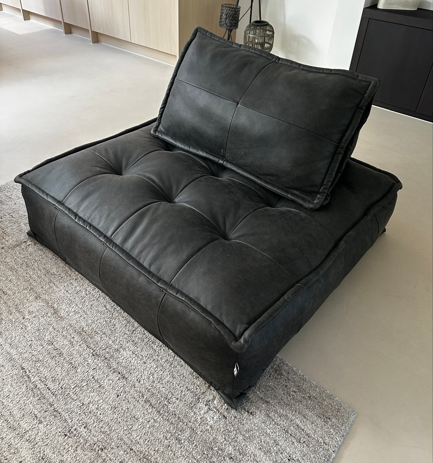 Origineel Moto zitelement Loods 5 met rugkussen, Huis en Inrichting, Ophalen, Eenpersoons, 100 tot 125 cm, Leer