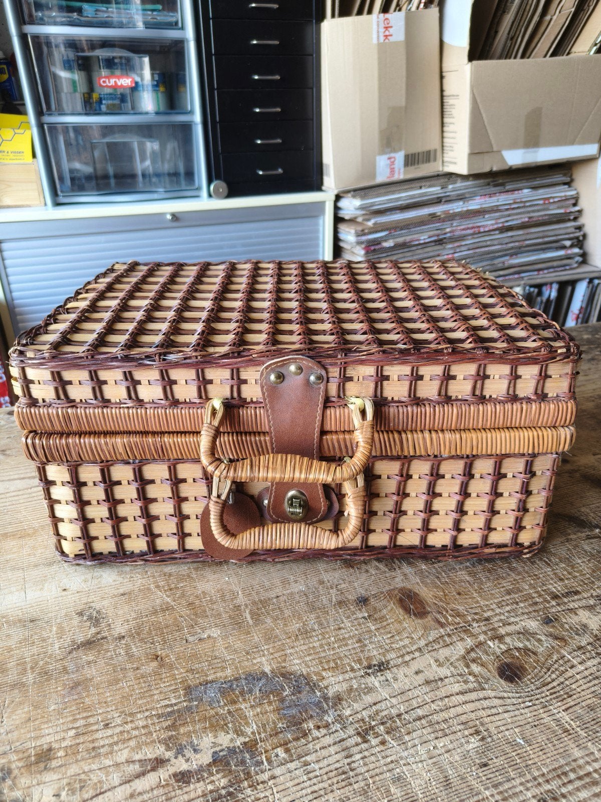 grote riet/rotan picknickmand, Ophalen of Verzenden, Gebruikt, Zonder inhoud