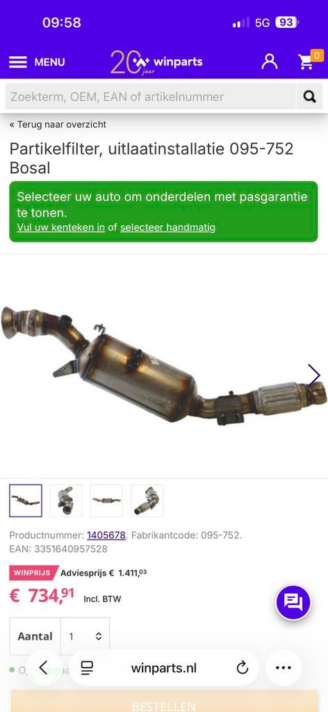 Roetfilter mercedes, Ophalen of Verzenden, Nieuw