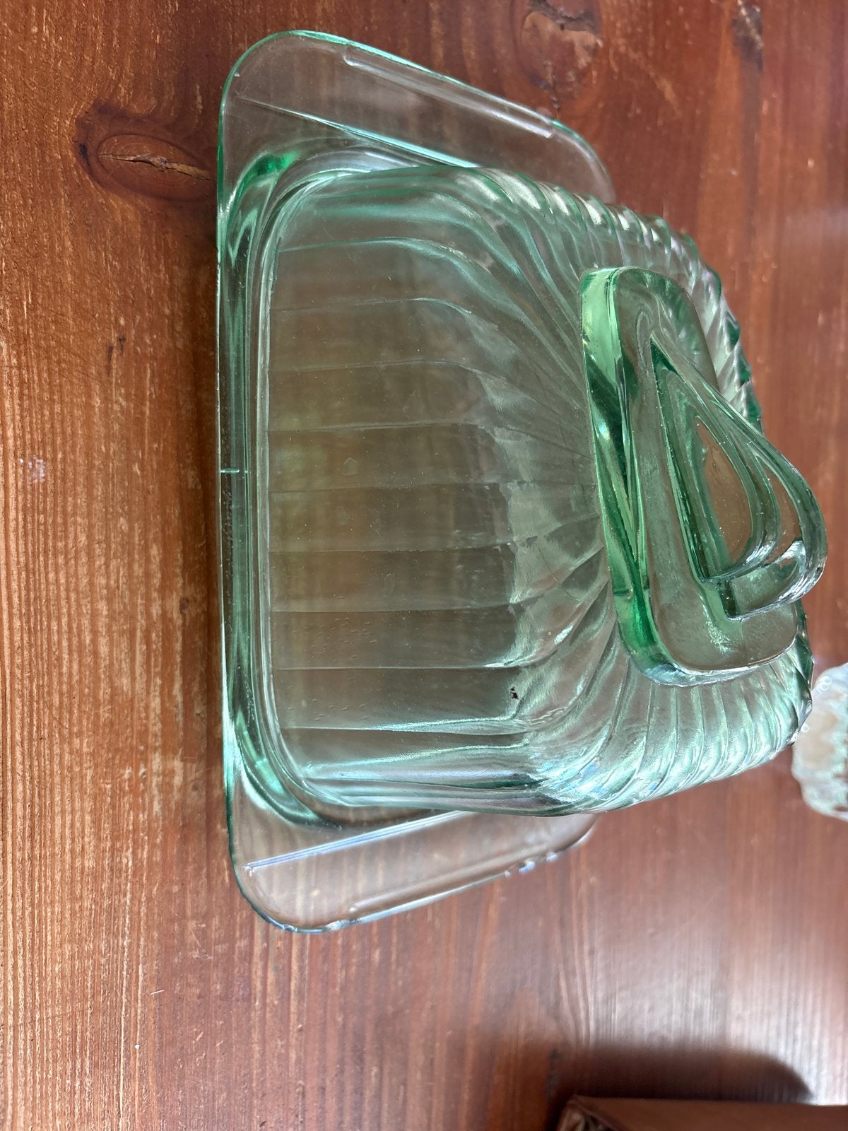 Vintage Leerdam Botervloot Groen Glas Art Deco, Ophalen of Verzenden