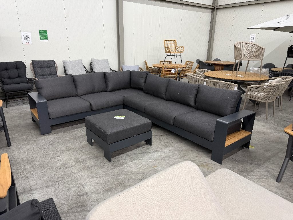 Reims hoek loungeset | aluminium + teakhout | 307x236cm, Ophalen, Aston Martinlaan 36, Bank, 6 zitplaatsen