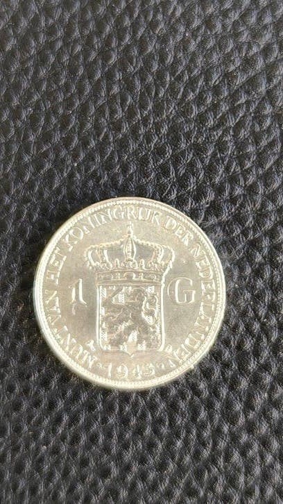 Mooie zilveren gulden 1943., 1 gulden, Zilver, Ophalen of Verzenden, Koningin Wilhelmina
