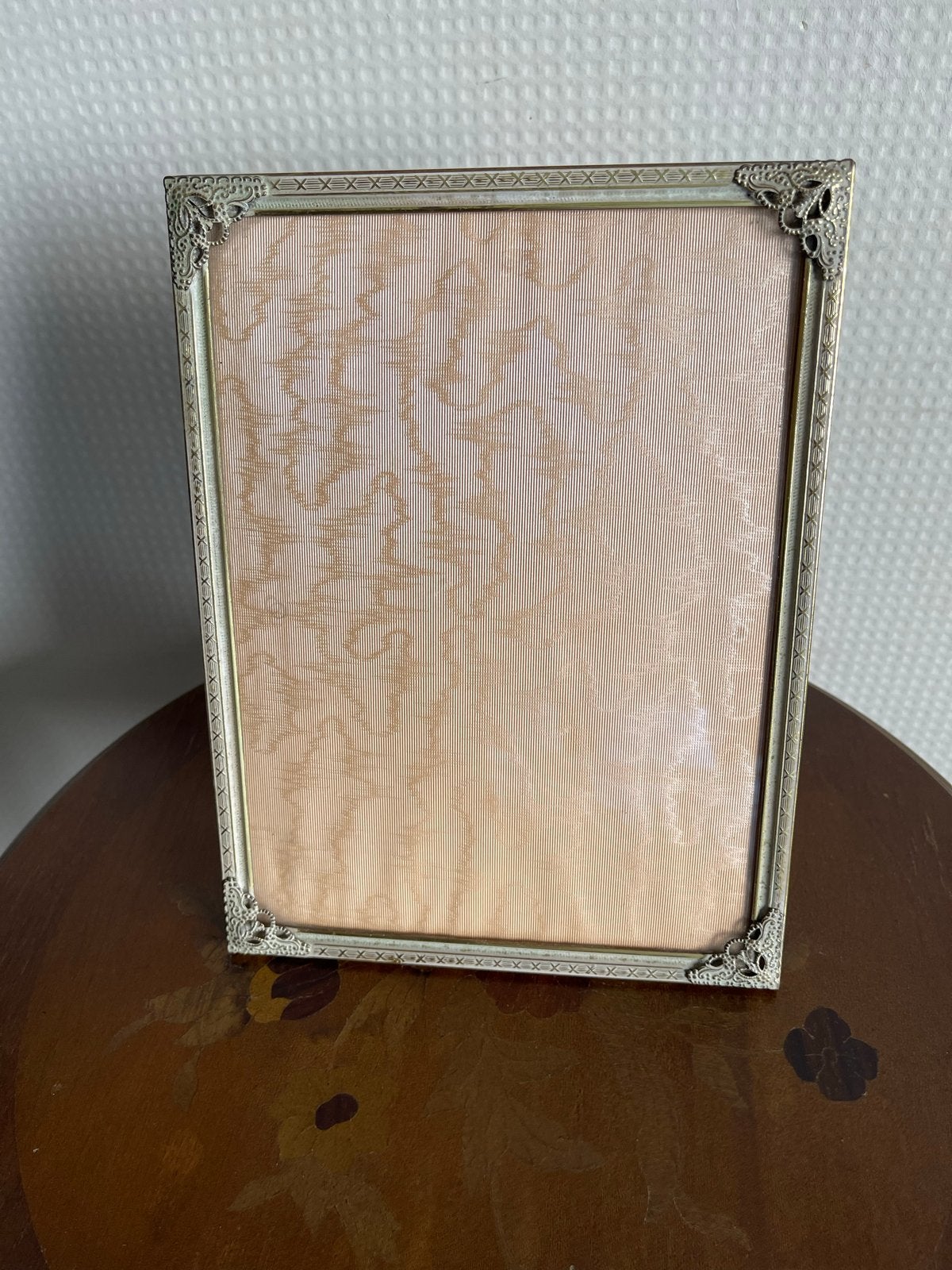 Antieke fotolijst metaal zilverkleurig 22x17 cm, Gebruikt, Ophalen of Verzenden, Fotolijst, Met glas