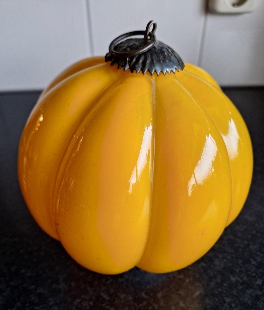 Heksenbal/Kerstbal geel pompoen groot formaat, Antiek en Kunst, Ophalen of Verzenden