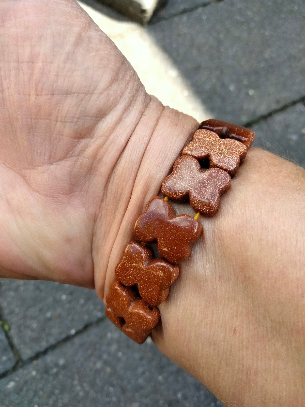 goudsteen armband, Verzenden, Nieuw, Oranje, Elastiek