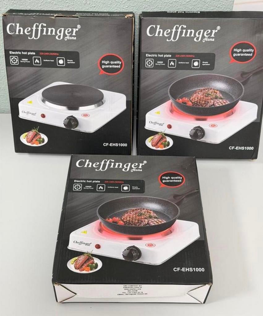 Cheffinger CF-EHS1000 – 1000W Elektrische Kookplaat (Enkel), Caravans en Kamperen, Kampeeraccessoires, Nieuw, Ophalen of Verzenden