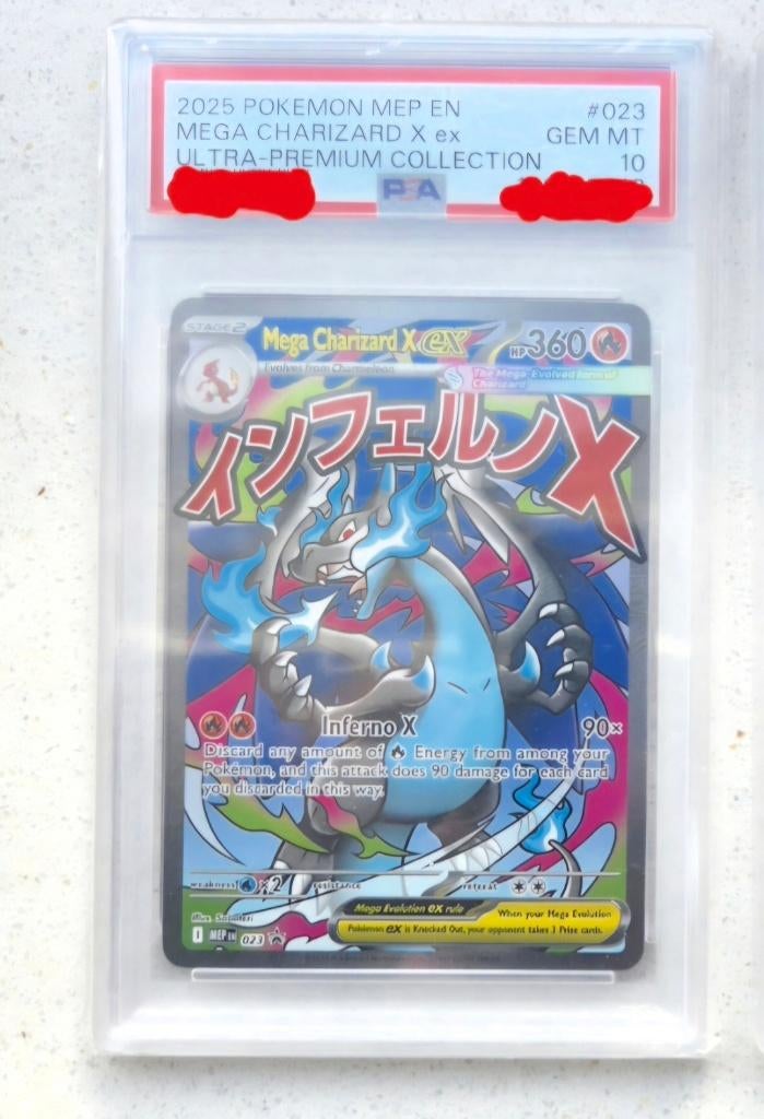 Mega Charizard x ex 023 PSA 10 promo Ultra Premium Collect, Ophalen of Verzenden, Zo goed als nieuw, Losse kaart