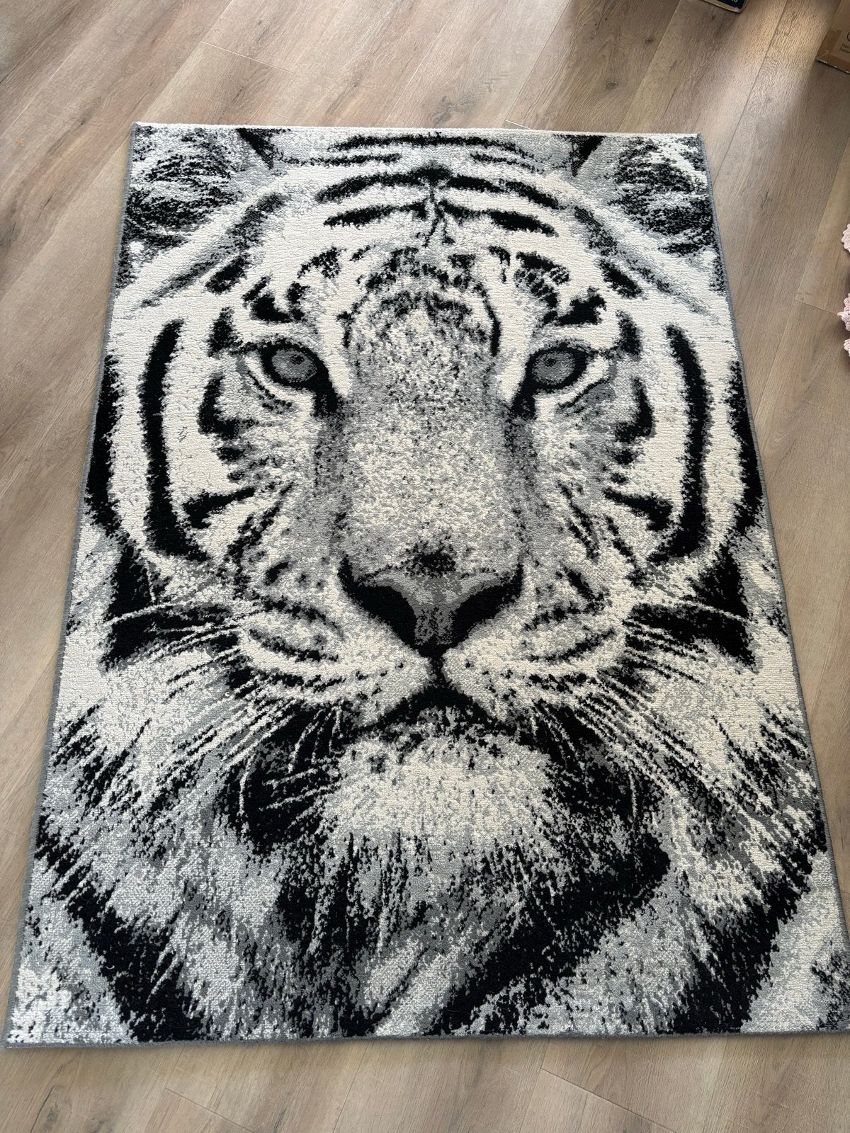 Vloerkleed kinderkamer 120x170 polypropyleen tijger, Ophalen, 100 tot 150 cm, Wit, Nieuw