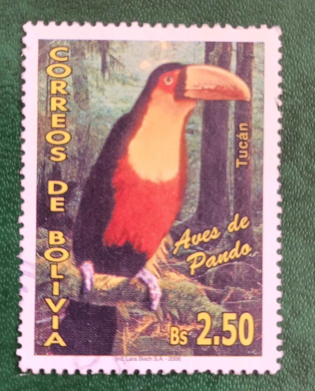 Bolivia 2006 pz vogel  , tucan, Ophalen of Verzenden, Gestempeld, Zuid-Amerika