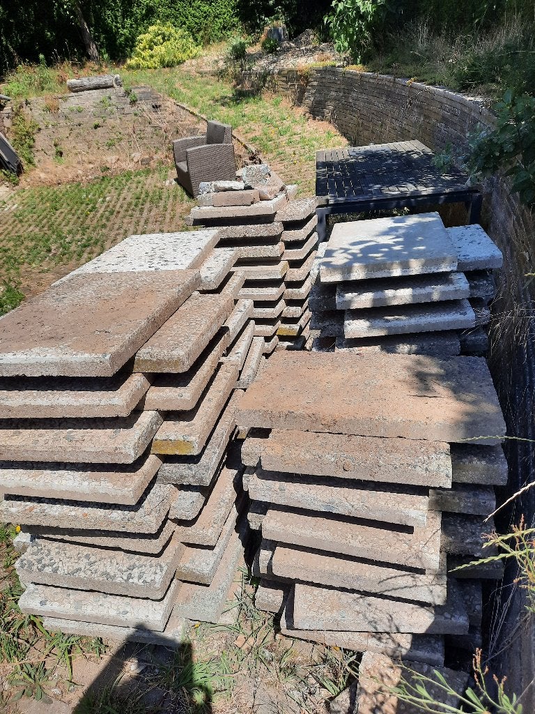 Grindtegels, Tuin en Terras, Ophalen, Gebruikt, Beton, Terrastegels