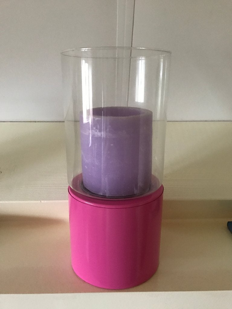 Windlicht roze incl kaars, Huis en Inrichting, Ophalen, Zo goed als nieuw, Roze, Windlicht
