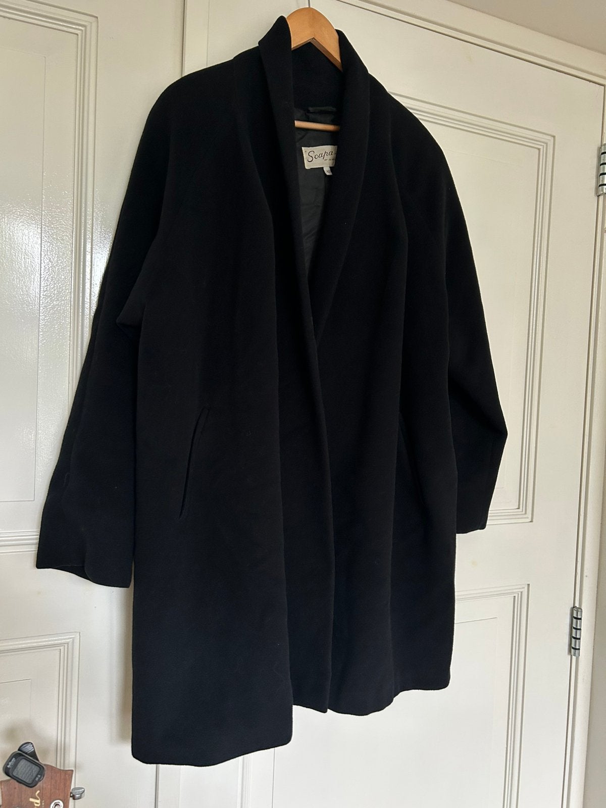 Scapa of Scotland zwarte wollen oversized mantel maat 40, Ophalen of Verzenden, Zo goed als nieuw, Maat 38/40 (M), Zwart