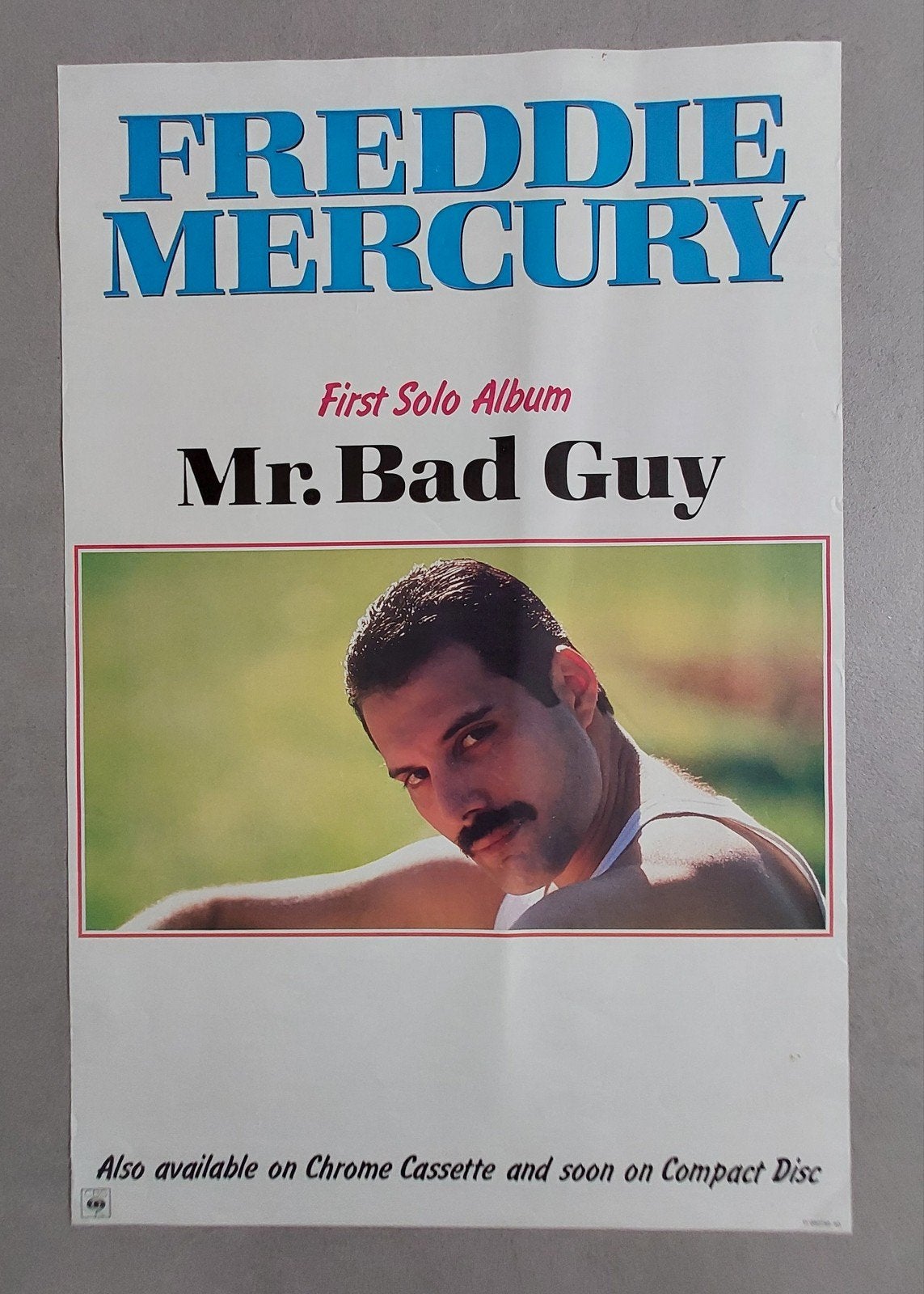 Freddie Mercury (Queen) - Mr. Bad Guy (UK 1985) promo poster, Ophalen of Verzenden, Gebruikt, Poster, Artwork of Schilderij