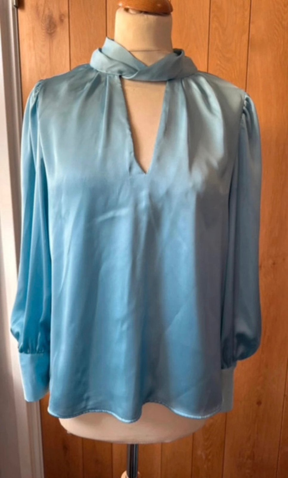 Zara satijnenen blouse licht blauw maat s, Ophalen of Verzenden, Gedragen, Maat 36 (S), Blauw