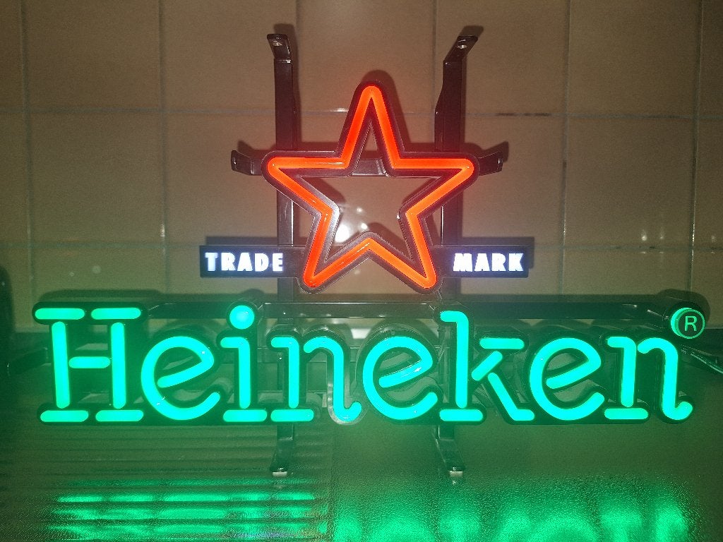 Neonlicht reclame Heineken, Ophalen, Nieuw, Reclamebord, Plaat of Schild, Heineken
