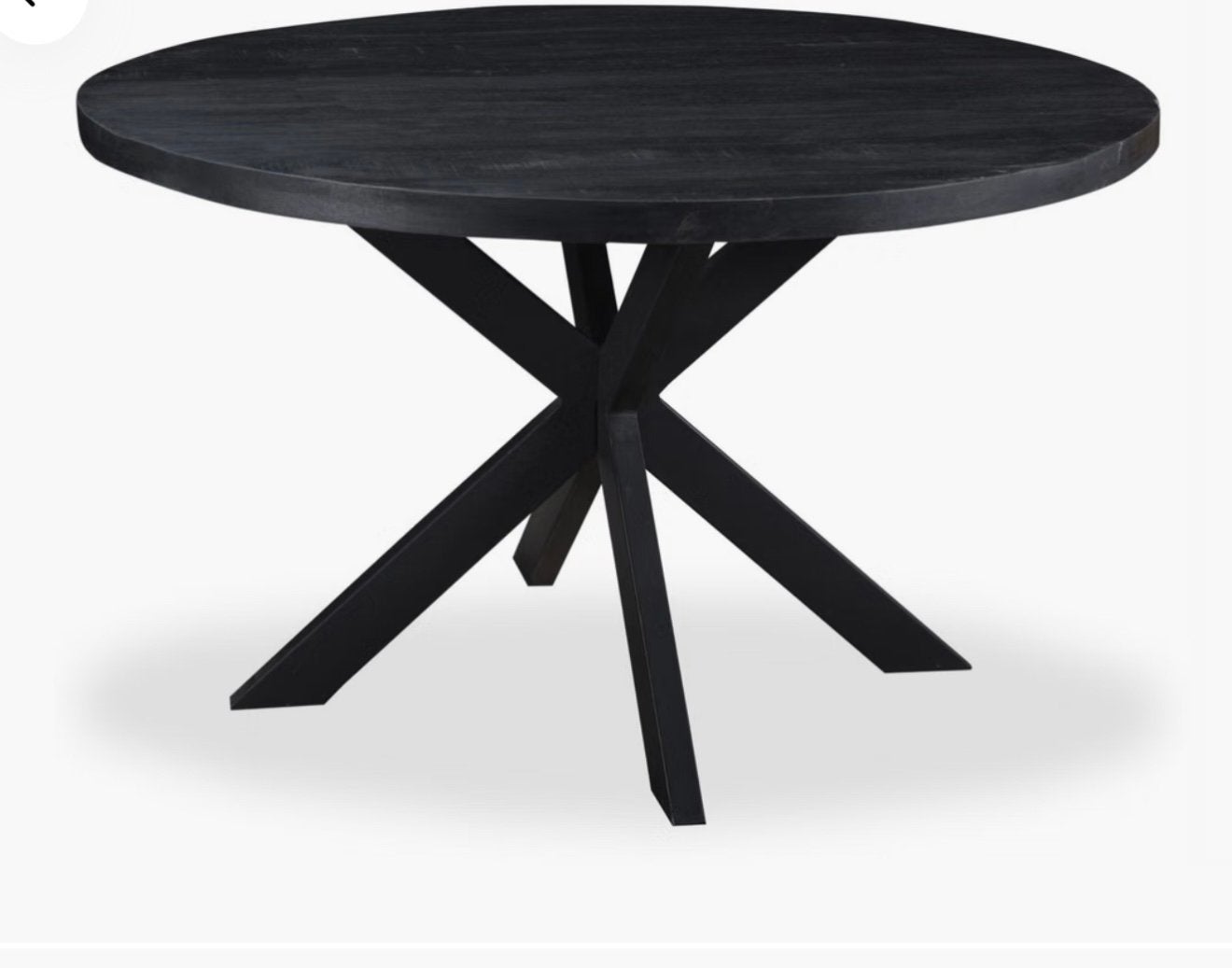 Zwarte eettafel en beige stoelen met zwarte poten, Ophalen, Overige materialen, Rond, Zwart met beige stoelen