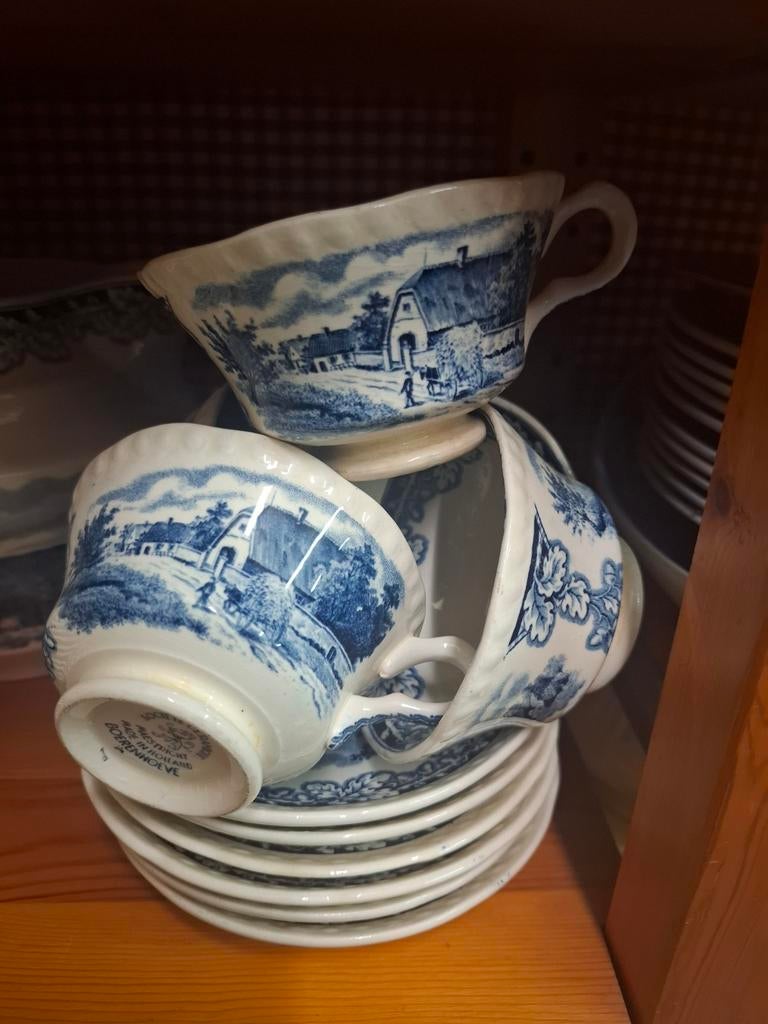 Boerenhoeve kop en schotels 6 stuks, Société Céramique M, Ophalen of Verzenden