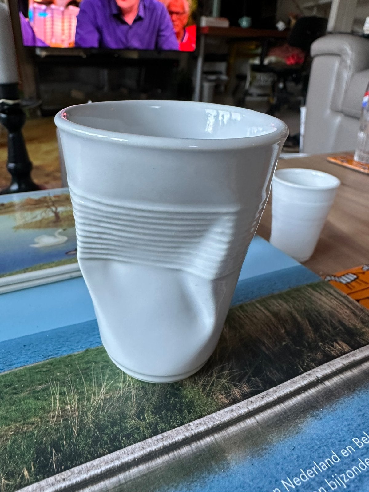 3 x Tavola - Bekers Porselein Ingedeukt- Espresso, Ophalen of Verzenden, Zo goed als nieuw, Overige stijlen, Kop(pen) en/of Schotel(s)