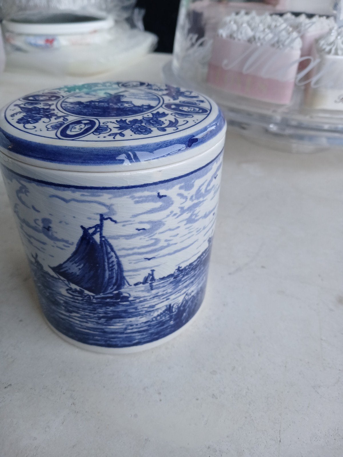 delftsblauwe voorraad/stroopwafelpot, Ophalen of Verzenden