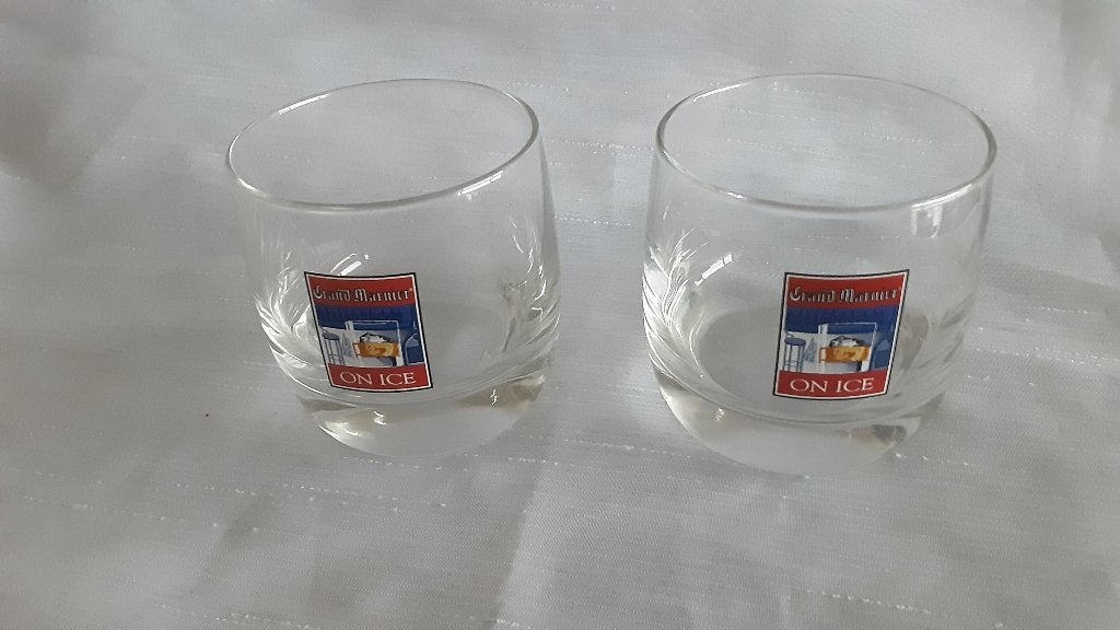 GRAND MARNIER glazen, 7 cm hoog, Ophalen of Verzenden, Zo goed als nieuw, Borrel- of Shotglas
