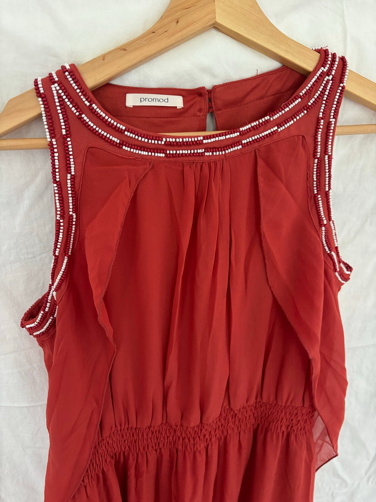 Promod Maxi Jurk met Kralen - Maat 38, Kleding | Dames, Maat 38/40 (M), Ophalen of Verzenden, Zo goed als nieuw, Rood