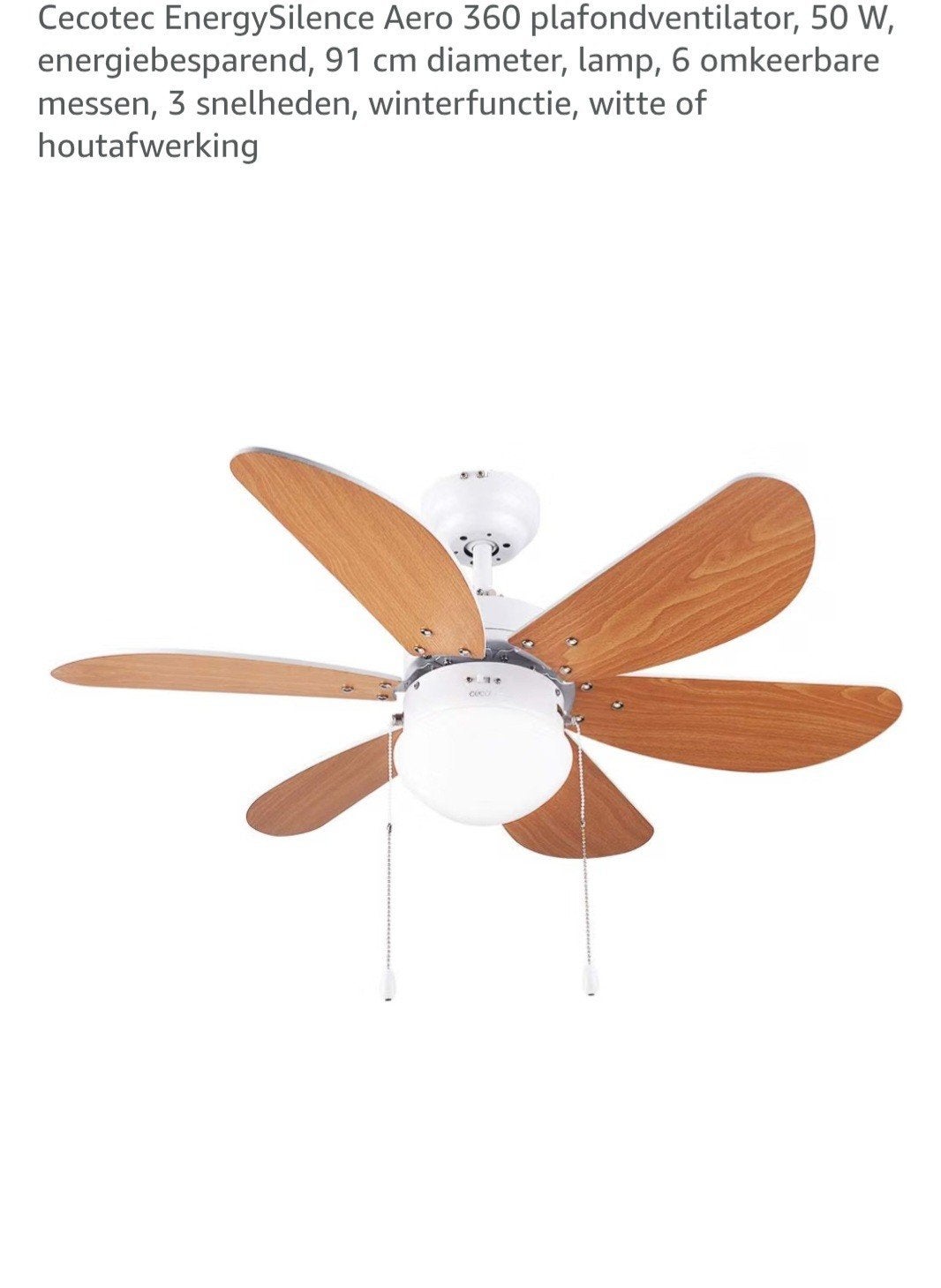 Cecotec EnergySilence Aero 360 Plafondventilator lamp Nieuw, Witgoed en Apparatuur, Ophalen, Nieuw, Plafondventilator