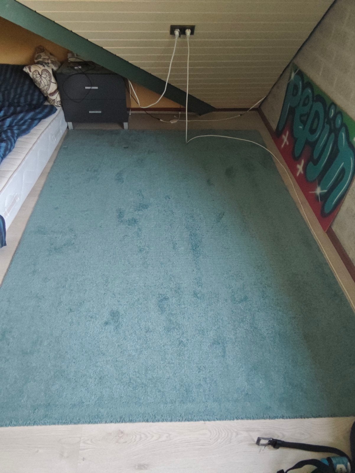 Langsted/Ikea vloerkleed 240x170 licht turquoise gemêleerd, Ophalen, Zo goed als nieuw, Rechthoekig, 200 cm of meer