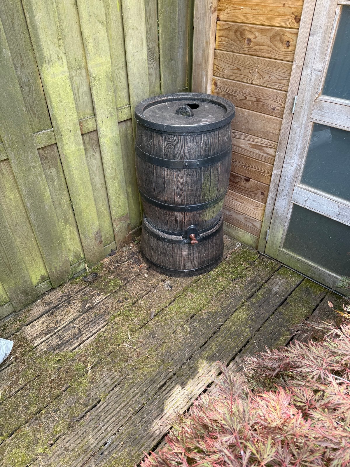 Roto plastic regenton 120 liter - Bruin met kraan, Tuin en Terras, Kunststof, Gebruikt, Met kraantje, 75 tot 150 liter