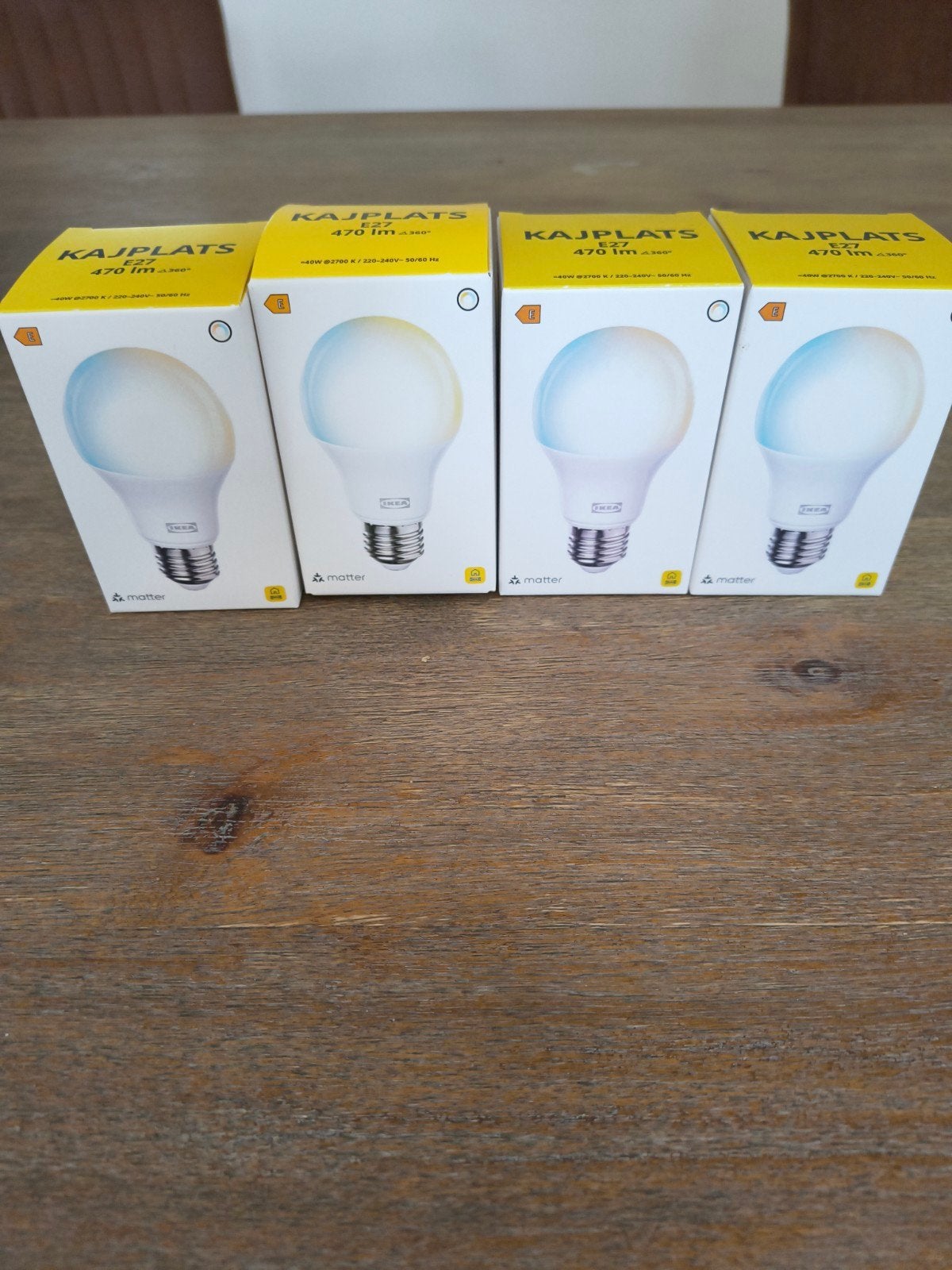 IKEA KAJPLATS E27 LED-lampen (4 stuks) - 470 lm, 2700K, 30 tot 60 watt, Led-lamp, Nieuw, IKEA