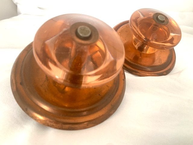 2 art deco glazen lade knoppen, Antiek en Kunst, Ophalen of Verzenden