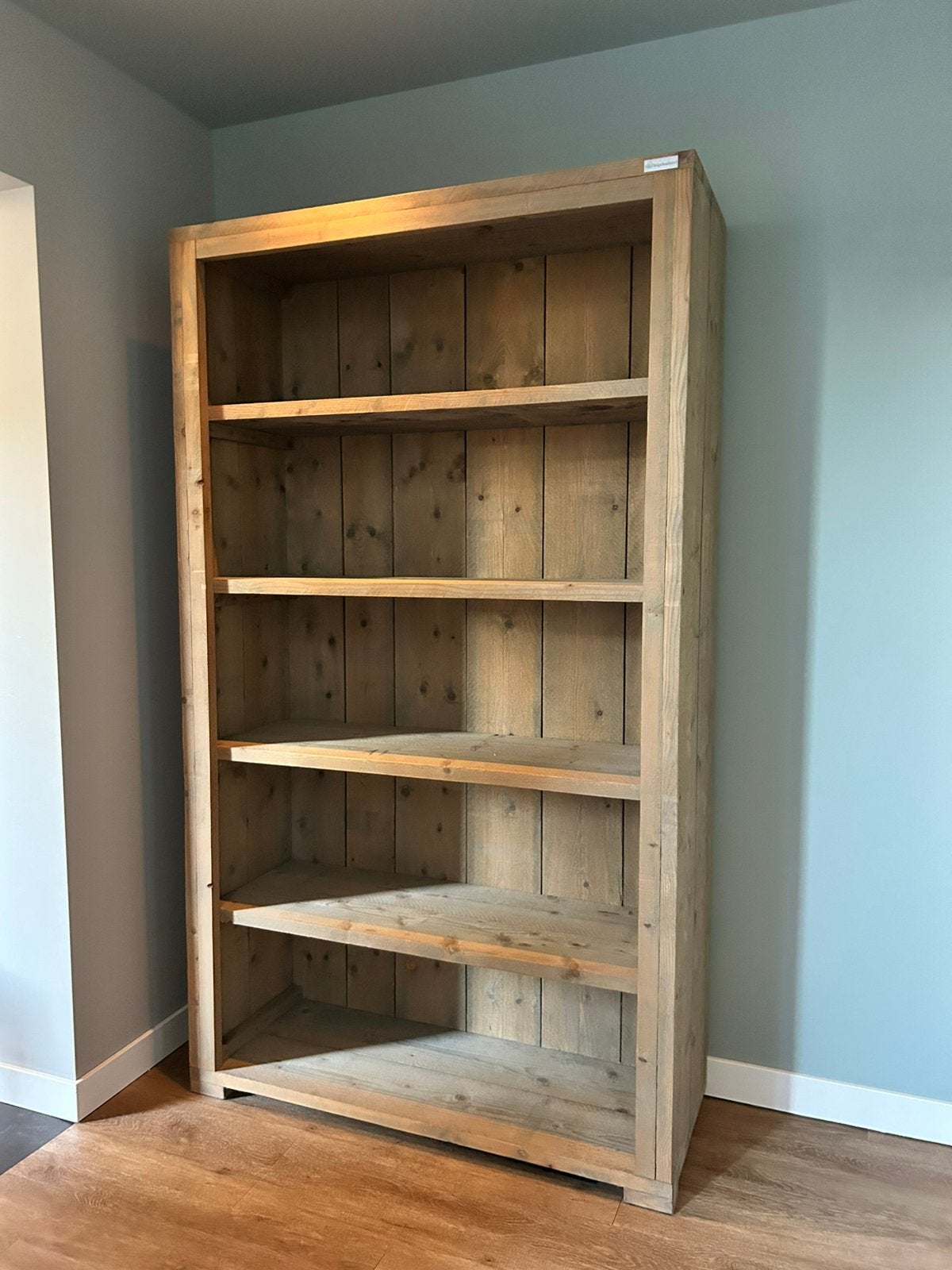 Steigerhouten vakkenkast (200x114,5x43,5cm), Huis en Inrichting, Kasten | Boekenkasten, Ophalen, Met plank(en), Gebruikt, 100 tot 150 cm