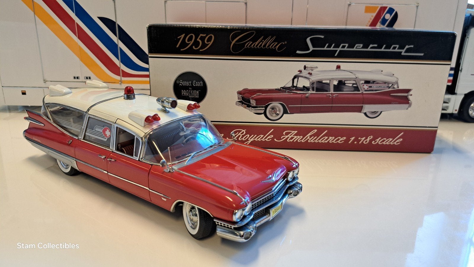Precision Miniatures Cadillac Superior Ambulance - 1959, Overige merken, Auto, Ophalen of Verzenden, Zo goed als nieuw